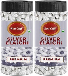 RED CLIFF Pure Silver Coated Elachi, Silver Varq Coated, Grade A Plus, | Combo Pack Of 2 | Elaichi Mouth Freshener