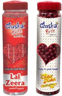 CHASKA BITE CHATAR MATAR AND LAL JEERA CHATPATI ( 250g x 2 ) Candies , Dry AMCHUR GOLI , Easy Store Bottle Pack ( 500 G ) CHATPATI and Digestive Sour Candy Pack of 2 DRY MANGO, SWEET AND SOUR Candy