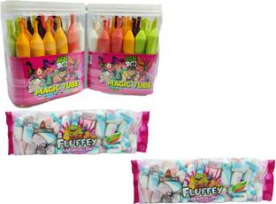 AS enterprises Combo 1 Magic Tube X 2 Marshmallow Liquid Candy Tasty Fullfy marshmallow Blueberry, Strawberry, vanilla, Choco, Mango Candy Marshmallow