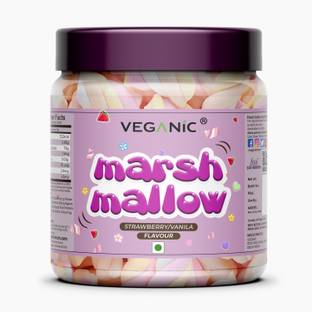 Veganic Marshmallows Pure Veg | Twisted Shape Soft Marshmallow Candy Vanilla & Strawberry Marshmallow
