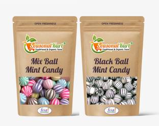 Seasonal Kart Combo Pack of Colorful Drops & Zebra Drops Mint Black Balls Mint Candy