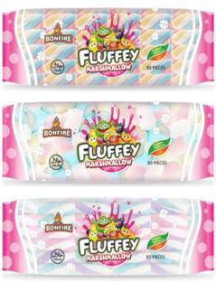 Organic Bites Fluffey Marshmallow 140g X 3 pack of 80 pieces in each pack(100% vegetarian) Fruit Marshmallow