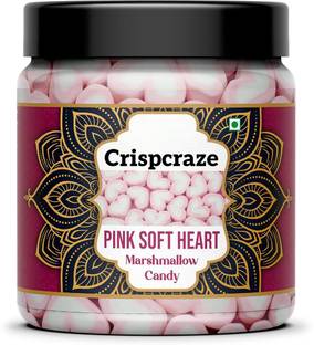 crispcraze Pink Soft Heart Marshmallows| Marshmallow Candy strawberry, vanilla Marshmallow