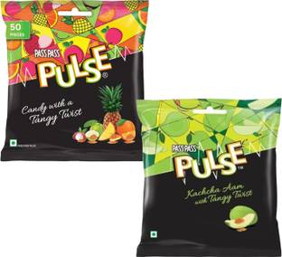 Pass Pass Tripple Twist Pouch | 50 pcs | AND Kachha Aam Small Pouch | 50 pcs | PACK OF 2 ALL MIX, kachcha aam Candy