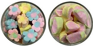 Veganic Marshmallows Pure Veg | Pack Of 2 (Flower & Watermelon Shaped) Candy Sweet Marshmallow