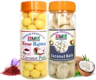 VTC Tasty Pure Kesar Milk Coconut Peda or Real Milk Coconut Laddu Peda Bars