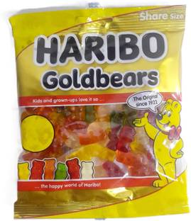 Haribo Goldbears Gummy Candy Share Size, Golden & White, Strwberry, 160 g Strawberry, Mix Fruit, Raspberry, Pineapple, Orange Candy