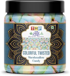 THE HERBS PLANET Colorful Twisted Marshmallow Candy Pure Veg Marshmallow Strawberry, Vanilla Marshmallow