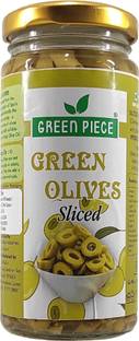 GREEN PIECE Green olives Sliced (230gm)(Pack of 1) Olives