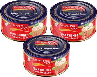 Golden Prize Tuna Chunk in Tomato Sauce 185Gms Each - Pack of 3 Units Sea Foods