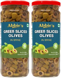 Abbie's Green Sliced olive 450g in brine pack of 2 Olives