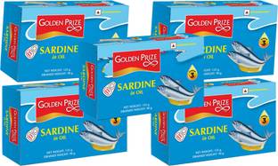 Golden Prize Sardine in Natural Oil 125 Gms Each - Pack of 5 Units Sea Foods