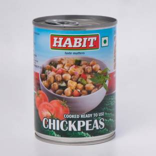 HABIT CHICKPEAS Pack of 1 x 400g Cooked Ready-to-Use for Salad, Curries, Hummus & More Beans