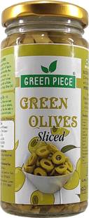 GREEN PIECE Green olives Sliced (230gm)(Pack of 1) Olives