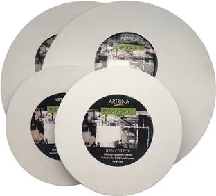 ARTRINA 12'' & 8'' Inch Cotton Medium Grain Pre Stretched Canvas (Set of 4)