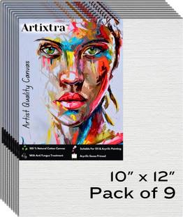 Artixtra CANVAS BOARD 10 X 12 Cotton Medium Grain Board Canvas (Set of 9)