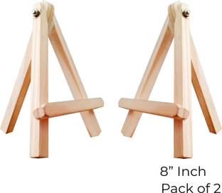 Eduway 8 Inch Mini Wooden Easel Tripod Stand for Art, Painting, Canvas, Pack of 2 Acrylic Medium Grain Board Canvas (Set of 2)
