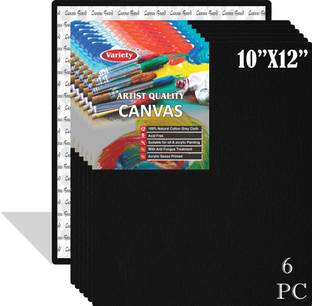VARIETY 10 X 12 BLK CANVAS BOARD Cotton Medium Grain Board Canvas (Set of 6)
