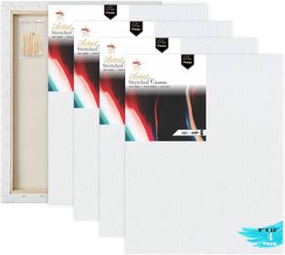 VARIETY 8 X 10 STRETCHED CANVAS Cotton Medium Grain Stretched Canvas Board (Set of 4)