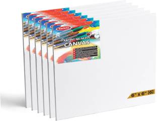 VARIETY 6 X 6 CANVAS BOARD Cotton, Cloth Medium Grain Board Canvas, Primed Canvas Board (Set of 6)
