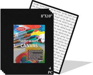 VARIETY 8" X 10" BLACK CANVAS BOARD Cotton Medium Grain Board Canvas, Primed Canvas Board (Set of 4)
