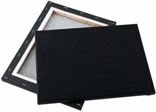 Eascan Art 12" x 12" inch Black Cotton Medium Grain Pre Stretched Canvas (Set of 1)