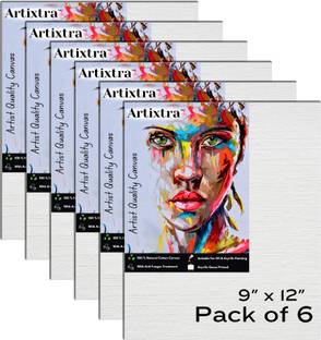 Artixtra CANVAS BOARD 9 X 12 Cotton Medium Grain Board Canvas (Set of 6)
