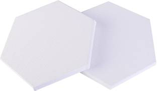 FRKB 8 Inch Hexagon Primed Cotton Pre Stretched Canvas with Wooden Frame White 2pc Cotton Medium Grain Pre Stretched Canvas (Set of 2)