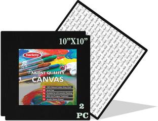 VARIETY 10" X 10" BLACK CANVAS BOARD Cotton Medium Grain Board Canvas, Primed Canvas Board (Set of 2)