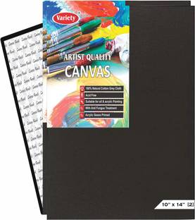 VARIETY 10" X 14" BLACK CANVAS BOARD Cotton Medium Grain Board Canvas, Primed Canvas Board (Set of 2)