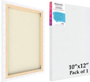 Eduway 10x12 In 10Oz. Primed Cotton Pre Stretched Canvas with Wooden Frame for Painting Cotton Medium Grain Stretched Canvas Board (Set of 1)