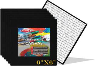 VARIETY 6 X 6 BLK CANVAS BOARD Cotton Medium Grain Board Canvas (Set of 6)
