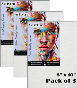 Artixtra CANVAS BOARD 8 X 10 Cotton Medium Grain Board Canvas (Set of 3)