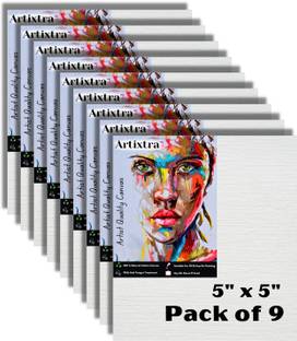 Artixtra CANVAS BOARD 5 X 5 Cotton Medium Grain Board Canvas (Set of 9)