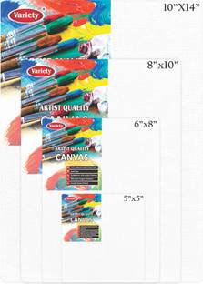 VARIETY 10 X 14, 8 X 10, 6 X 8, 5 X 5 CANVAS BOARD Cloth Medium Grain Board Canvas (Set of 4)