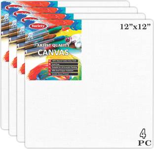 VARIETY 12 X 12 CANVAS BOARD Cotton Medium Grain Board Canvas (Set of 4)