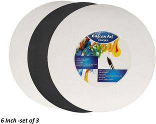 Eascan Art 6 Inch Round Cotton Medium Grain Pre Stretched Canvas (Set of 1)