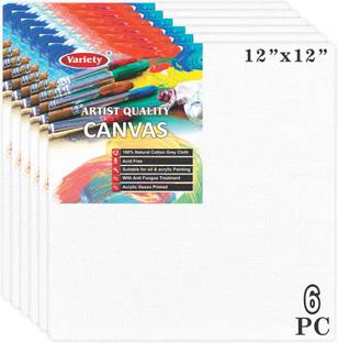 VARIETY 12 X 12 BOARD CANVAS Cotton Medium Grain Board Canvas (Set of 6)