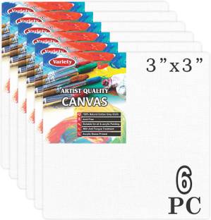 VARIETY 3 X 3 CANVAS BOARD Cotton Medium Grain Board Canvas (Set of 6)