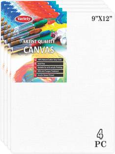 VARIETY 9 X 12 CANVAS BOARD Cotton Medium Grain Board Canvas (Set of 4)