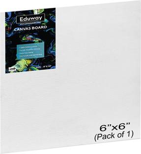 Eduway 6x6 Inch Premium Quality Pre-Primed Cotton Canvas Board for Artists & Beginners Cotton Medium Grain Primed Canvas Board (Set of 1)