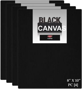 VARIETY 8" X 10" BLACK CANVAS BOARD Cotton Medium Grain Board Canvas, Primed Canvas Board (Set of 4)
