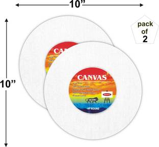 VARIETY 10" ROUND CANVAS BOARD Cotton Medium Grain Board Canvas, Primed Canvas Board (Set of 2)