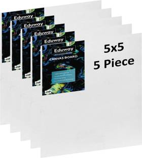 Eduway Canvas 5x5 Inch Pack of 5 Eduway Cotton Medium Grain Primed Canvas Board (Set of 5)