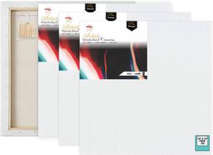 VARIETY 10" X 10" PRE STRETCHED CANVAS ARTIST GRADE TRIPLE LAYER Cotton Medium Grain Stretched Canvas Board, Board Canvas, Pre Stretched Canvas (Set of 3)