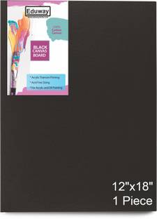 Eduway 12x18 inch Cotton Black Canvas Board-Pack of 1,(20x25 cms) with 4mm Cotton Medium Grain Board Canvas (Set of 1)