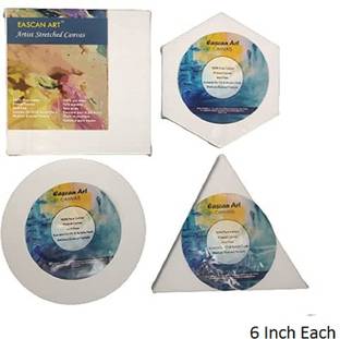 Eascan Art 6 Inch Cotton Medium Grain Pre Stretched Canvas (Set of 4)