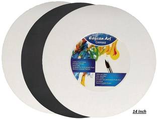Eascan Art 14 inch Round Cotton Grain Stretched Pre Stretched Canvas (Set of 3)