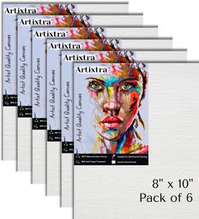 Artixtra CANVAS BOARD 8 X 10 Cotton Medium Grain Board Canvas (Set of 6)