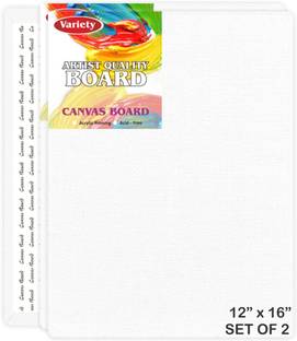 VARIETY 12 X 16 WHITE CANVAS BOARD Cotton Medium Grain Board Canvas (Set of 2)